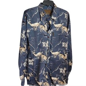 North River Outfitters Men's Blue Shirt Size XL Long Sleeve Deer Buck Hunter